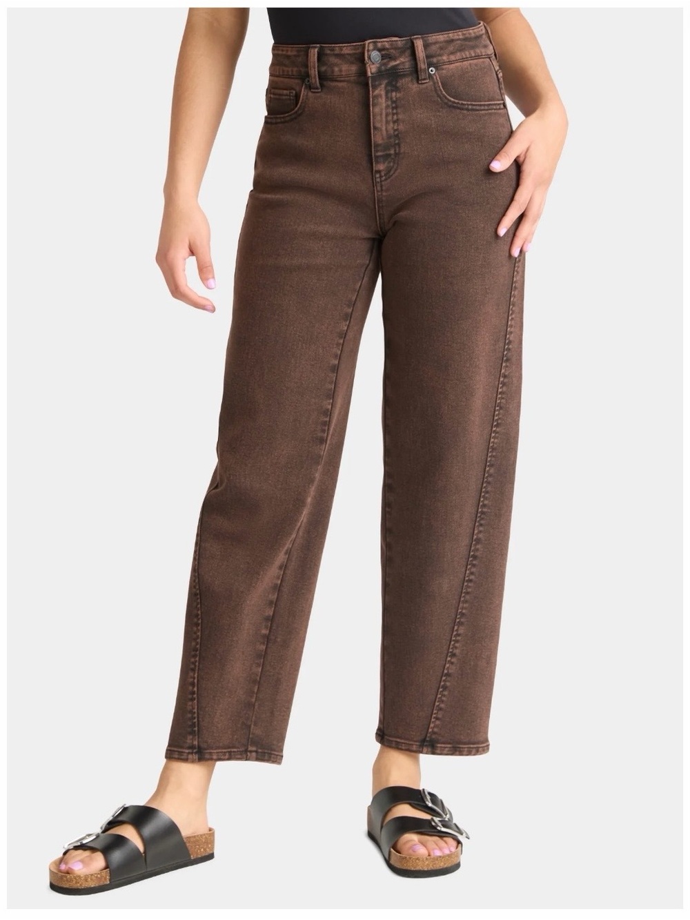 ⚡️Women's High-Rise Barrel Leg Jeans - Brown